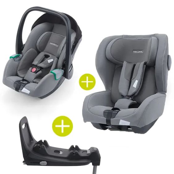 Recaro 2 in 1 child seat set baby seat Avan & Reboarder Kio incl. Isofixbase from birth to 4 years - Prime - Silent Grey