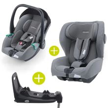 2 in 1 Kindersitz-Set Babyschale Avan & Reboarder Kio inkl. Isofixbase ab Geburt bis 4 Jahre - Prime - Silent Grey