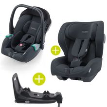 2 in 1 Kindersitz-Set Babyschale Avan & Reboarder Kio inkl. Isofixbase ab Geburt bis 4 Jahre - Select - Night Black