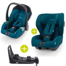 2 in 1 Kindersitz-Set Babyschale Avan & Reboarder Kio inkl. Isofixbase ab Geburt bis 4 Jahre - Select - Teal Green