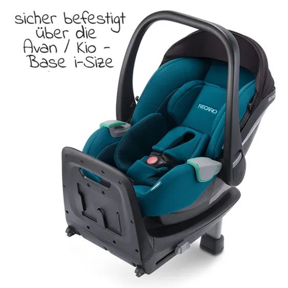 Recaro 2 in 1 Kindersitz-Set Babyschale Avan & Reboarder Kio inkl. Isofixbase ab Geburt bis 4 Jahre - Select - Teal Green