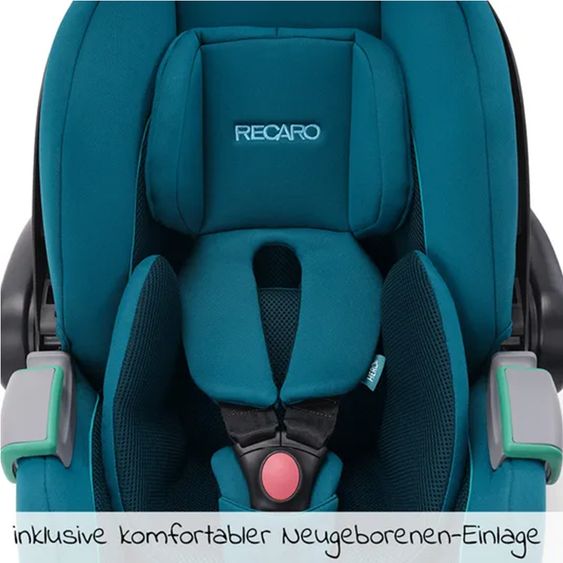 Recaro 2 in 1 Kindersitz-Set Babyschale Avan & Reboarder Kio inkl. Isofixbase ab Geburt bis 4 Jahre - Select - Teal Green