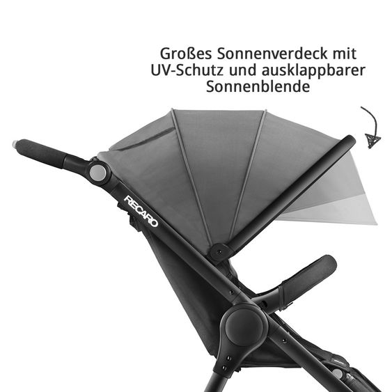 Recaro Buggy & Sportwagen Citylife inkl. Regenverdeck & Getränkehalter - Graphite Black Frame