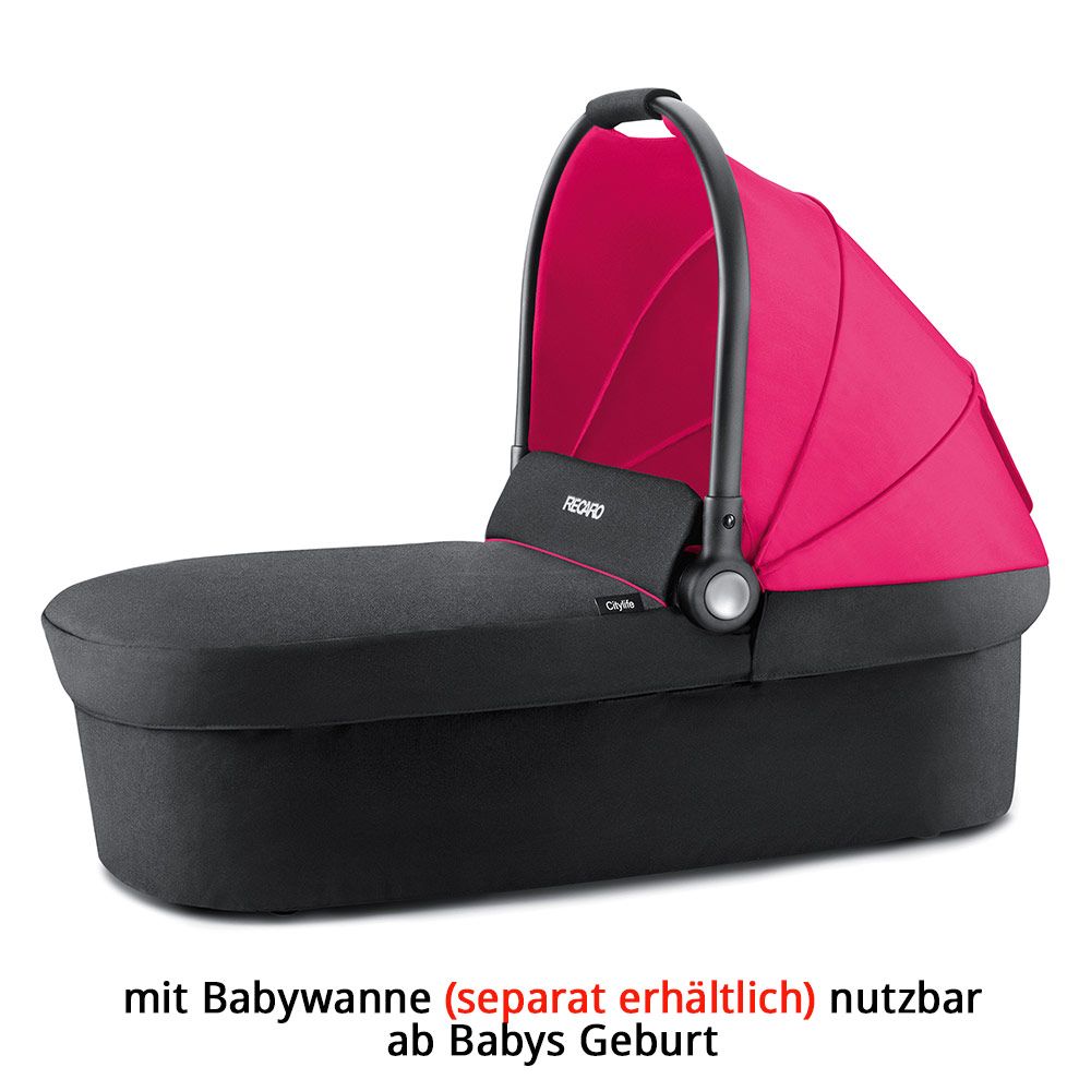 Recaro Buggy & Sportwagen Citylife inkl. Regenverdeck & Getränkehalter - Pink Black Frame