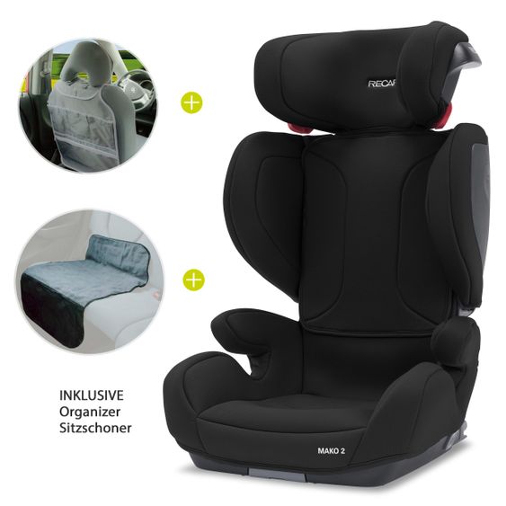 Recaro Kindersitz Mako 2 i-Size 100 cm - 150 cm / 3,5 Jahre bis 12 Jahre (15-36 kg) + Gratis Zubehörpaket - Core - Deep Black