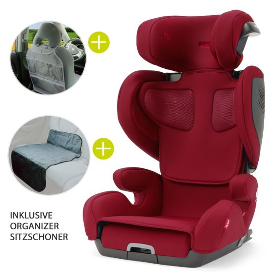 Recaro Kindersitz Mako Elite 2 i-Size 100 cm - 150 cm / 3,5 Jahre bis 12 Jahre (15-36 kg) + Zubehörpaket - Select - Garnet Red