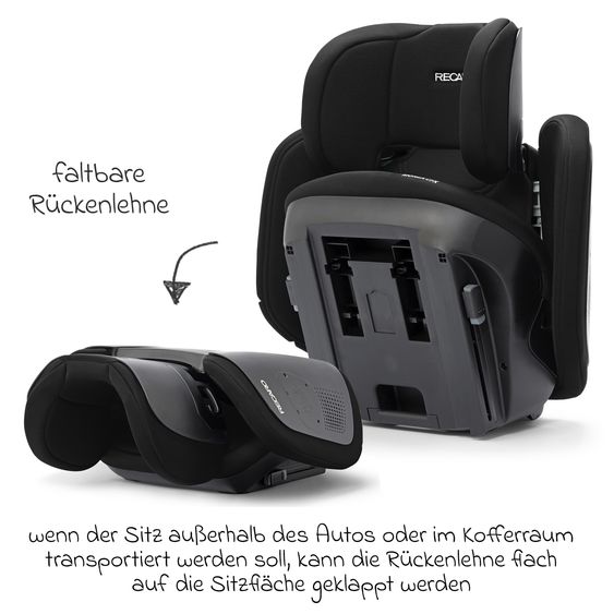 Recaro Kindersitz Monza CFX i-Size faltbar & tragbar ab 3,5 Jahre - 12 Jahre (100 cm - 150 cm) mit Isofix - Melbourne Black