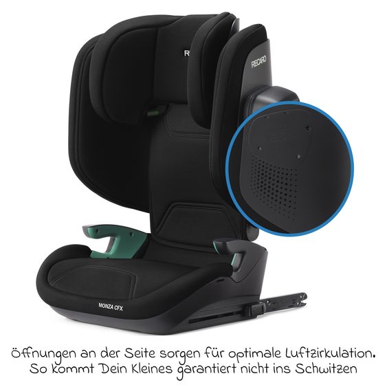 Recaro Kindersitz Monza CFX i-Size faltbar & tragbar ab 3,5 Jahre - 12 Jahre (100 cm - 150 cm) mit Isofix - Melbourne Black