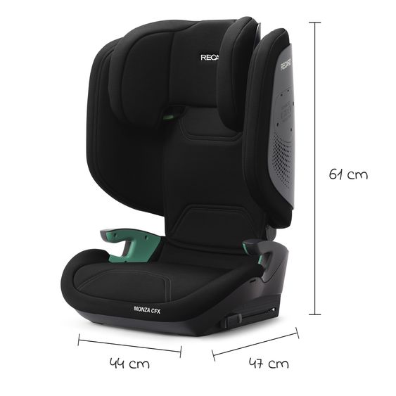 Recaro Kindersitz Monza CFX i-Size faltbar & tragbar ab 3,5 Jahre - 12 Jahre (100 cm - 150 cm) mit Isofix - Melbourne Black