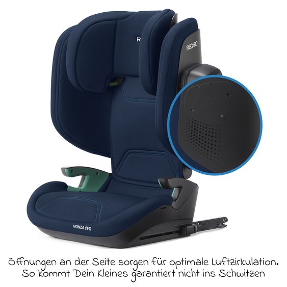 Recaro Kindersitz Monza CFX i-Size faltbar & tragbar ab 3,5 Jahre - 12 Jahre (100 cm - 150 cm) mit Isofix - Misano Blue