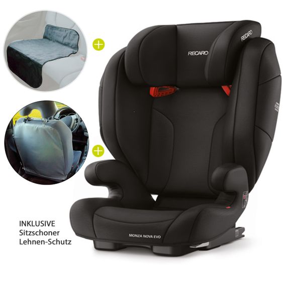 Recaro Kindersitz Monza Nova EVO Seatfix + Gratis Zubehör Paket - Core - Performance Black
