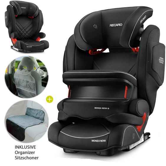 Recaro Kindersitz Monza Nova IS Seatfix + Gratis Zubehör Paket - Core - Performance Black