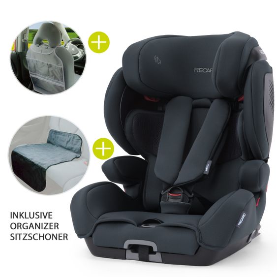 Recaro Kindersitz Tian Elite - Gruppe 1/2/3 / - 9 Monate bis 12 Jahre - (9- 36 kg) + Gratis Zubehöpaket - Select - Night Black