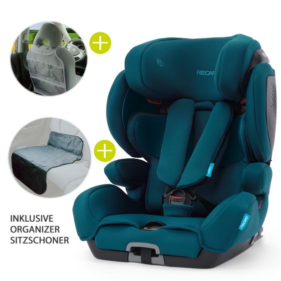Recaro Kindersitz Tian Elite - Gruppe 1/2/3 / - 9 Monate bis 12 Jahre - (9- 36 kg) + Gratis Zubehöpaket - Select - Teal Green