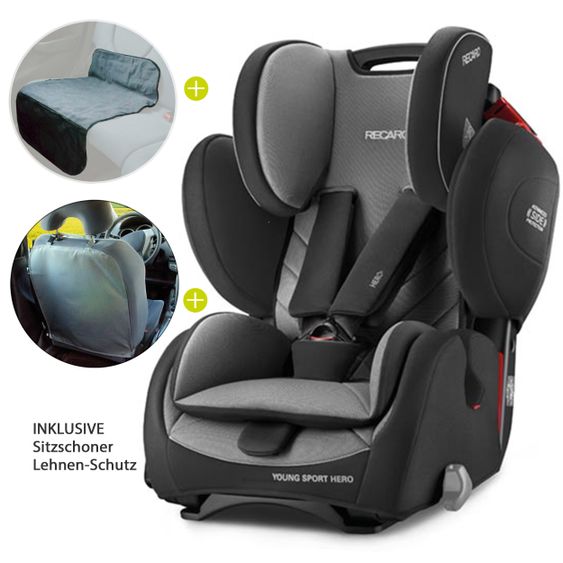 Recaro Kindersitz Young Sport Hero + Gratis Zubehör Paket - Core - Carbon Black