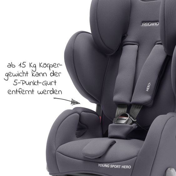 Recaro Kindersitz Young Sport Hero Gruppe 1/2/3 - ab 9 Monate - 12 Jahre ( 9-36 kg) - Core - Simply Grey