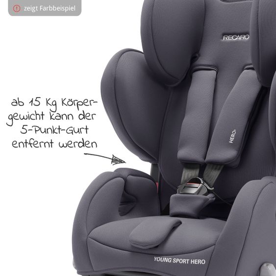 Recaro Kindersitz Young Sport Hero Gruppe 1/2/3 - ab 9 Monate - 12 Jahre ( 9-36 kg) + Zubehörpaket - Core - Deep Black