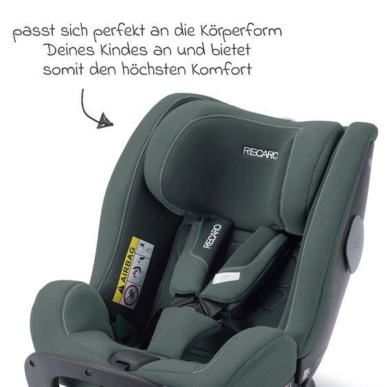 Recaro Reboarder-Kindersitz Salia 125 i-Size KID ab 3 Monate bis 7 Jahre (61 cm - 125 cm) drehbar mit Isofix-Basis - Mineral Green