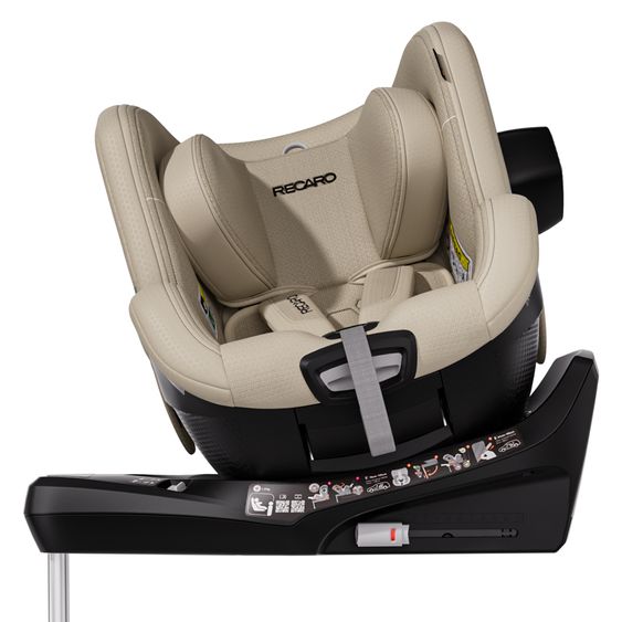 Recaro Seggiolino auto Reboarder Toron 1KID 360° girevole da 3 mesi a 4 anni 61 cm - 105 cm con base Isofix - Elegant Beige