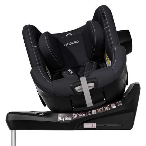 Recaro Seggiolino auto Reboarder Toron 1KID 360° girevole da 3 mesi a 4 anni 61 cm - 105 cm con base Isofix - Fresh Black