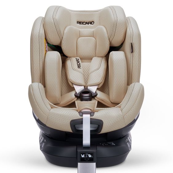 Recaro Rear-facing car seat Xenon 1 Kid swivel from 3 months - 7 years (61 cm - 125 cm) with seat reducer incl. Isofix base with support leg - Elegant Beige