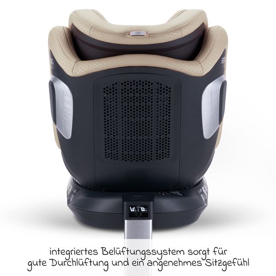 Recaro Rear-facing car seat Xenon 1 Kid swivel from 3 months - 7 years (61 cm - 125 cm) with seat reducer incl. Isofix base with support leg - Elegant Beige