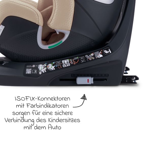 Recaro Rear-facing car seat Xenon 1 Kid swivel from 3 months - 7 years (61 cm - 125 cm) with seat reducer incl. Isofix base with support leg - Elegant Beige