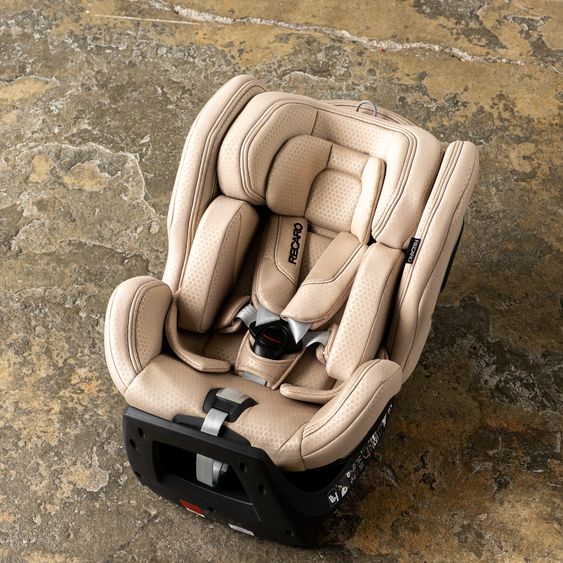 Recaro Rear-facing car seat Xenon 1 Kid swivel from 3 months - 7 years (61 cm - 125 cm) with seat reducer incl. Isofix base with support leg - Elegant Beige