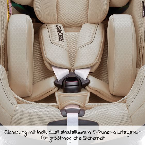 Recaro Rear-facing car seat Xenon 1 Kid swivel from 3 months - 7 years (61 cm - 125 cm) with seat reducer incl. Isofix base with support leg - Elegant Beige