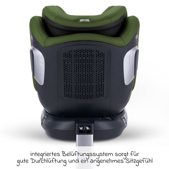 Recaro Rear-facing car seat Xenon 1 Kid swivel from 3 months - 7 years (61 cm - 125 cm) with seat reducer incl. Isofix base with support leg - Epic Green