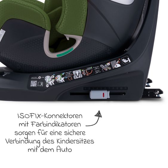 Recaro Rear-facing car seat Xenon 1 Kid swivel from 3 months - 7 years (61 cm - 125 cm) with seat reducer incl. Isofix base with support leg - Epic Green