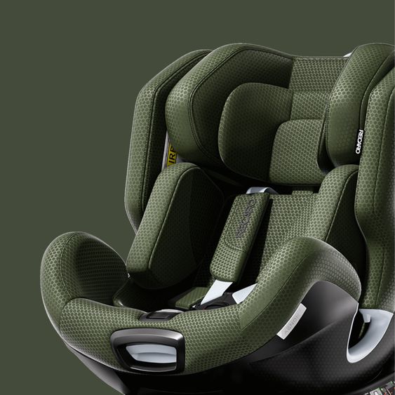 Recaro Rear-facing car seat Xenon 1 Kid swivel from 3 months - 7 years (61 cm - 125 cm) with seat reducer incl. Isofix base with support leg - Epic Green