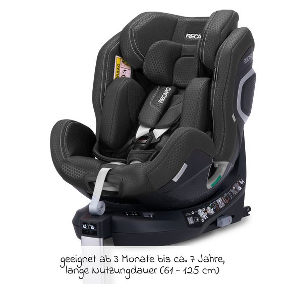 Recaro Rear-facing car seat Xenon 1 Kid swivel from 3 months - 7 years (61 cm - 125 cm) with seat reducer incl. Isofix base with support leg - Fresh Black