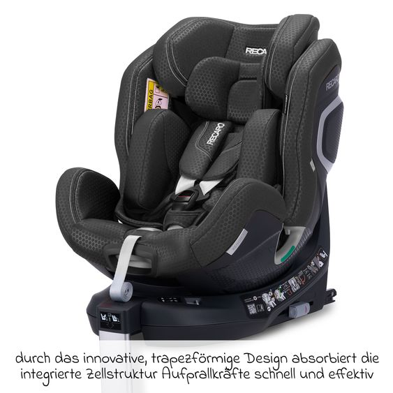 Recaro Rear-facing car seat Xenon 1 Kid swivel from 3 months - 7 years (61 cm - 125 cm) with seat reducer incl. Isofix base with support leg - Fresh Black
