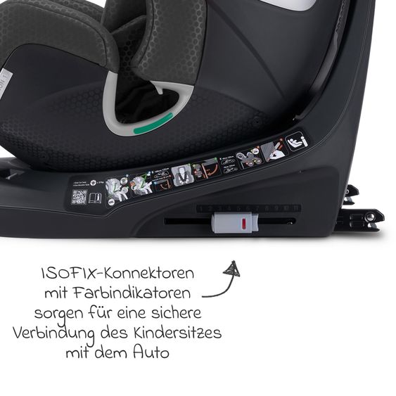 Recaro Rear-facing car seat Xenon 1 Kid swivel from 3 months - 7 years (61 cm - 125 cm) with seat reducer incl. Isofix base with support leg - Fresh Black