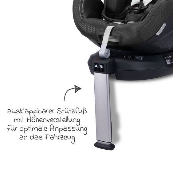 Recaro Rear-facing car seat Xenon 1 Kid swivel from 3 months - 7 years (61 cm - 125 cm) with seat reducer incl. Isofix base with support leg - Fresh Black