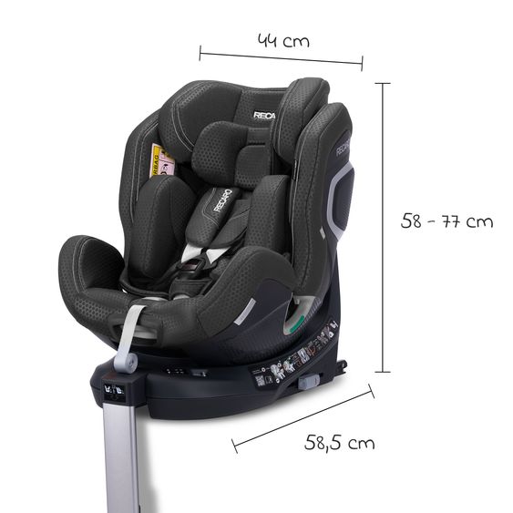 Recaro Rear-facing car seat Xenon 1 Kid swivel from 3 months - 7 years (61 cm - 125 cm) with seat reducer incl. Isofix base with support leg - Fresh Black
