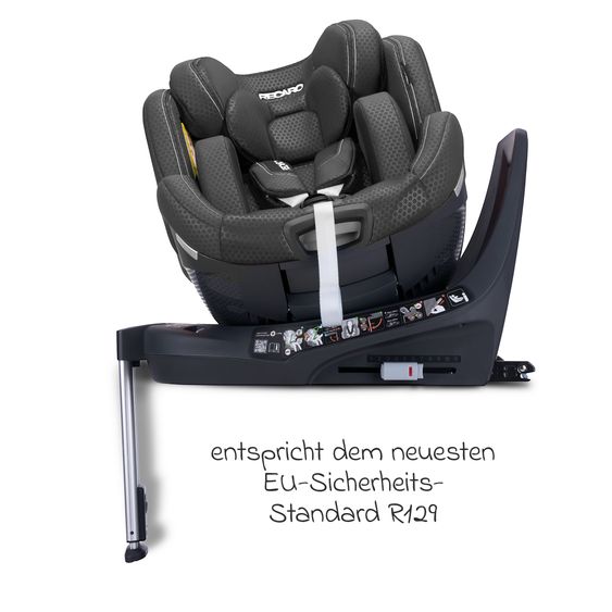 Recaro Rear-facing car seat Xenon 1 Kid swivel from 3 months - 7 years (61 cm - 125 cm) with seat reducer incl. Isofix base with support leg - Fresh Black