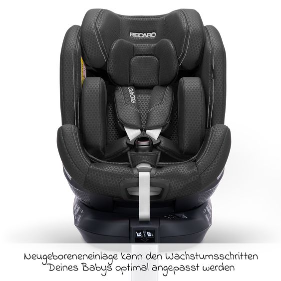 Recaro Rear-facing car seat Xenon 1 Kid swivel from 3 months - 7 years (61 cm - 125 cm) with seat reducer incl. Isofix base with support leg - Fresh Black