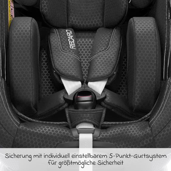 Recaro Rear-facing car seat Xenon 1 Kid swivel from 3 months - 7 years (61 cm - 125 cm) with seat reducer incl. Isofix base with support leg - Fresh Black