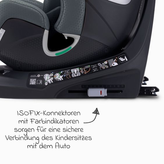 Recaro Reboarder-Kindersitz Xenon 1 Kid drehbar ab 3 Monate - 7 Jahre (61 cm - 125 cm) mit Sitzverkleinerer inkl. Isofix-Basis mit Stützfuß - Gallant Grey
