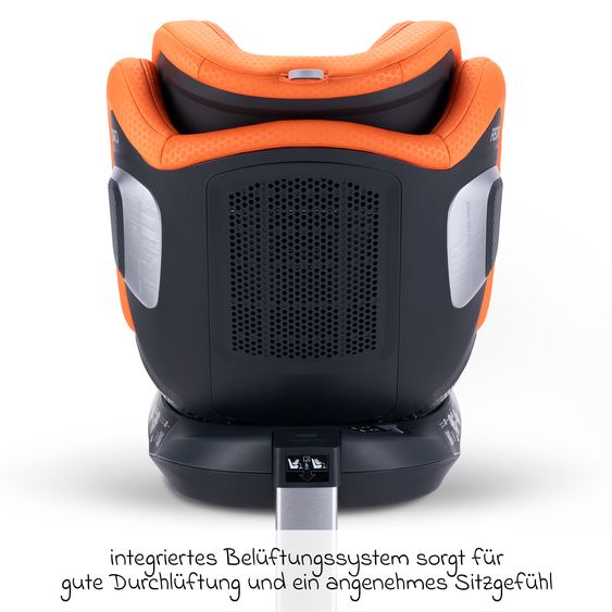 Recaro Rear-facing car seat Xenon 1 Kid swivel from 3 months - 7 years (61 cm - 125 cm) with seat reducer incl. Isofix base with support leg - Vibrant Orange