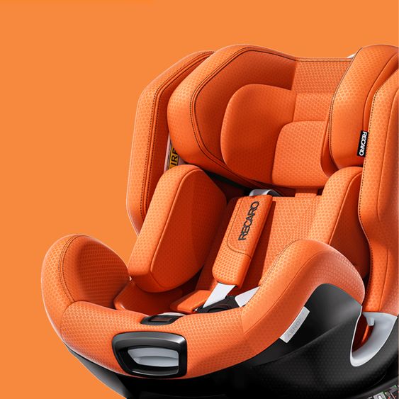 Recaro Rear-facing car seat Xenon 1 Kid swivel from 3 months - 7 years (61 cm - 125 cm) with seat reducer incl. Isofix base with support leg - Vibrant Orange