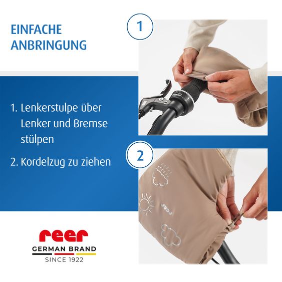 Reer 1- Paar Lenkerstulpen vielseitig einsetzbar für  Fahr-, Lauf-, Dreirad & Roller - Braun