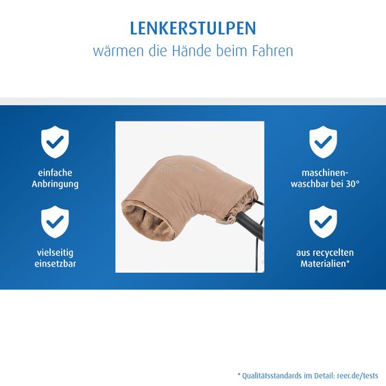 Reer 1- Paar Lenkerstulpen vielseitig einsetzbar für  Fahr-, Lauf-, Dreirad & Roller - Braun