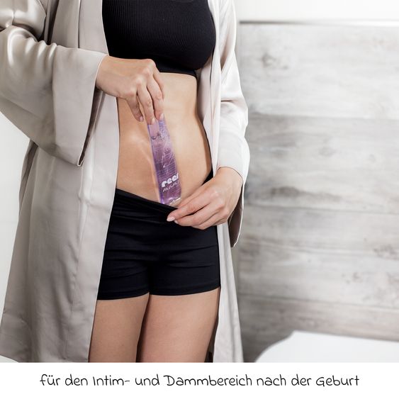 Reer 14 tlg. Wochenbett Kühleinlagen Set Mama 2x Kühleinlagen & 12 Einweg-Hygienehüllen - Lila Weiß