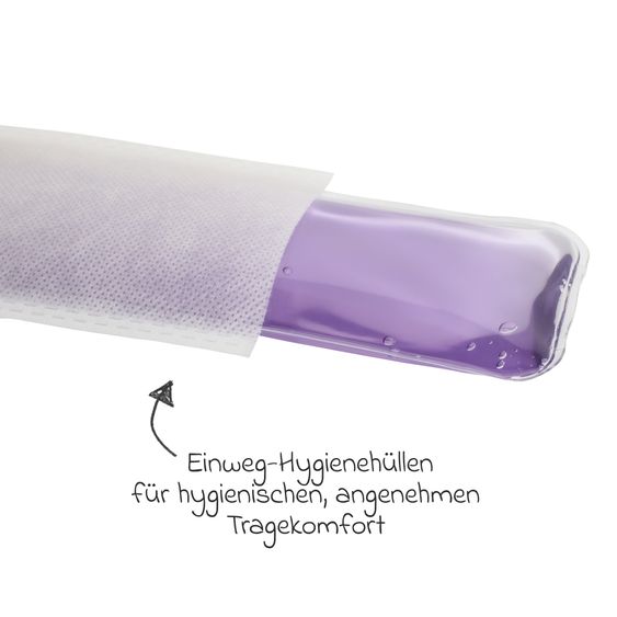 Reer 14 tlg. Wochenbett Kühleinlagen Set Mama 2x Kühleinlagen & 12 Einweg-Hygienehüllen - Lila Weiß