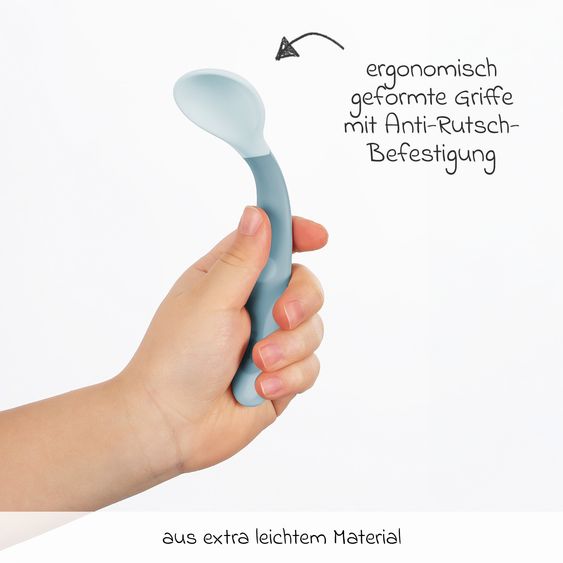 Reer 2-tlg. Biegsames Lernbesteck um 360 Grad biegbar für Links- und Rechtshänder 1x Gabel, 1x Löffel - Blau