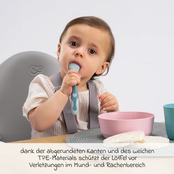 Reer 2-tlg. Biegsames Lernbesteck um 360 Grad biegbar für Links- und Rechtshänder 1x Gabel, 1x Löffel - Blau