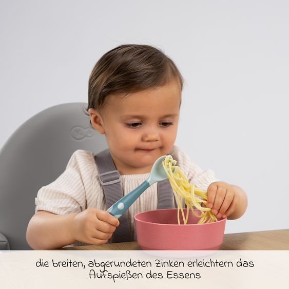 Reer 2-tlg. Biegsames Lernbesteck um 360 Grad biegbar für Links- und Rechtshänder 1x Gabel, 1x Löffel - Blau
